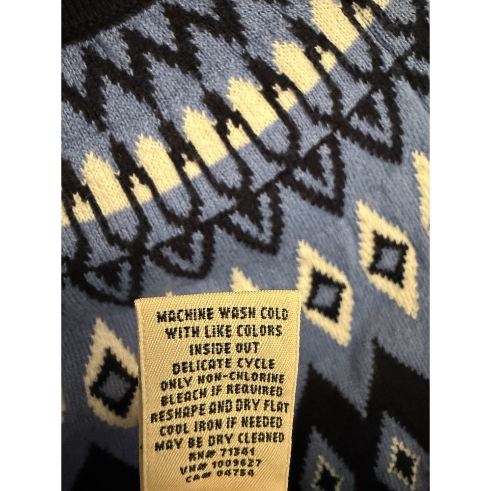 L.L. Bean Women's Navy Fair Isle Cotton Cashmere Turtleneck Sweater Medium $80 - Picture 4 of 6
